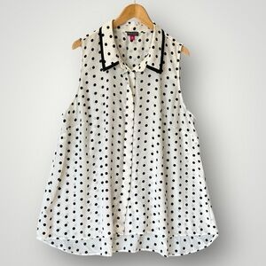 Vince Camuto Top Blouse Shirt Size 3X Polka Dot